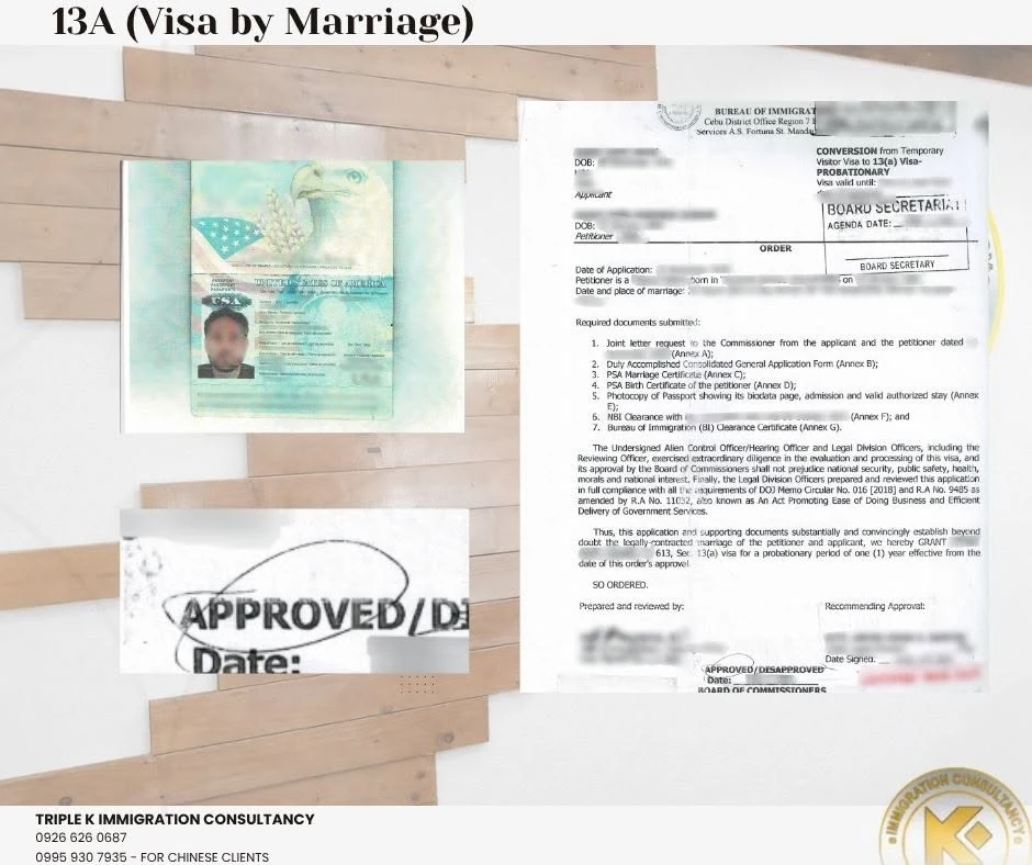 Approved 13A visa by marriage document